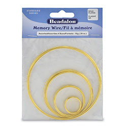 Memory Wire, Round, Assorted Sizes, Ring 0.70 in-0.87 in, X Small Bracelet 1.20 in-1.55 in, Bracelet 1.75 in-2.20 in, Sm Necklace 3.35 in-3.60 in, Gold Color, 0.5 oz (14 g)