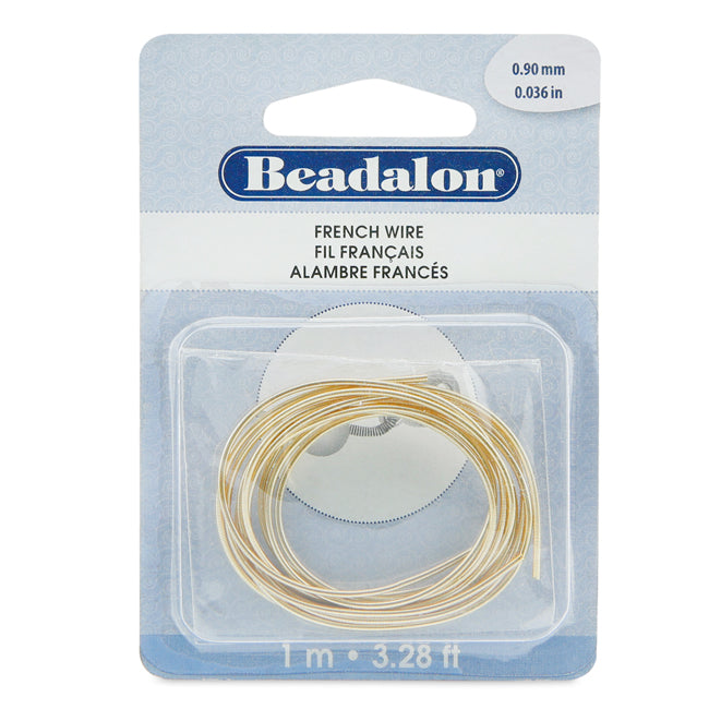French Wire, 0.9 mm (.036 in), Copper Base, Gold Color, 1 m (3.28 ft)